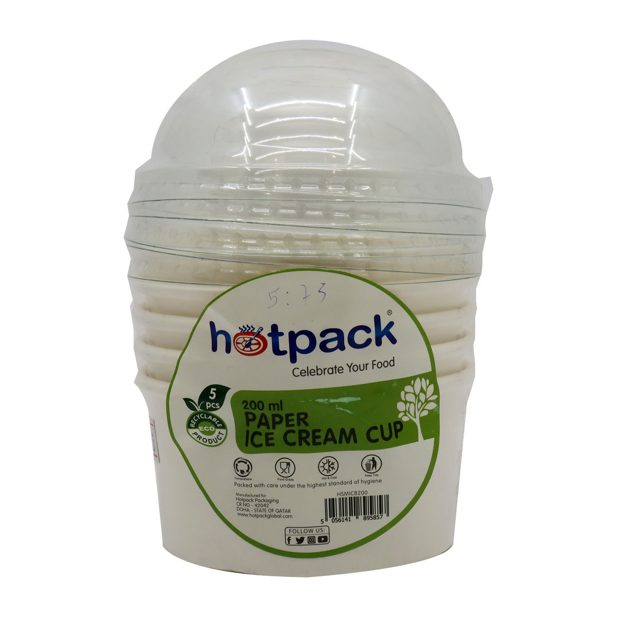 Hotpack Paper Ice Cream Cup 5 Pieces 200ml