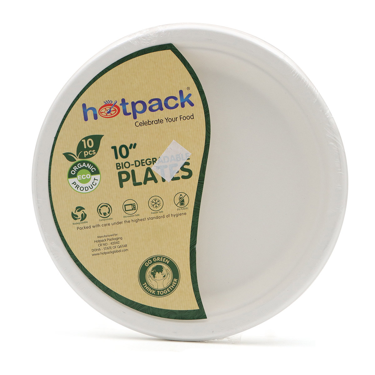 Hot Packs Biodegradable Round Plates 10 Pieces Pack