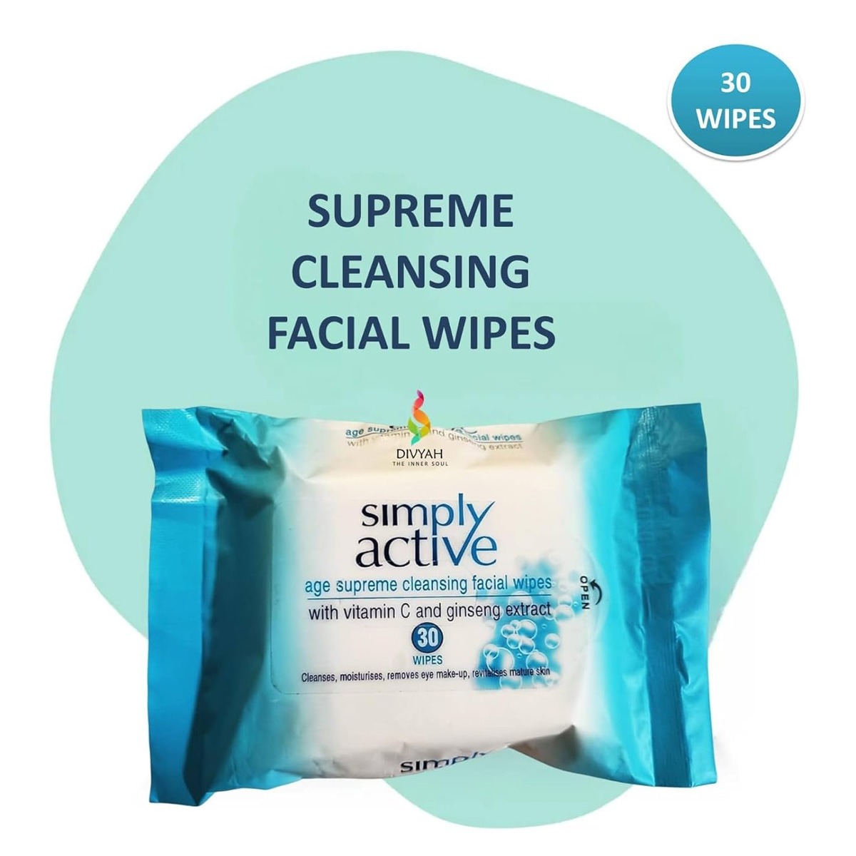 Simply Active Age Supreme Cleansing Facial Wipes 30 Wipes
