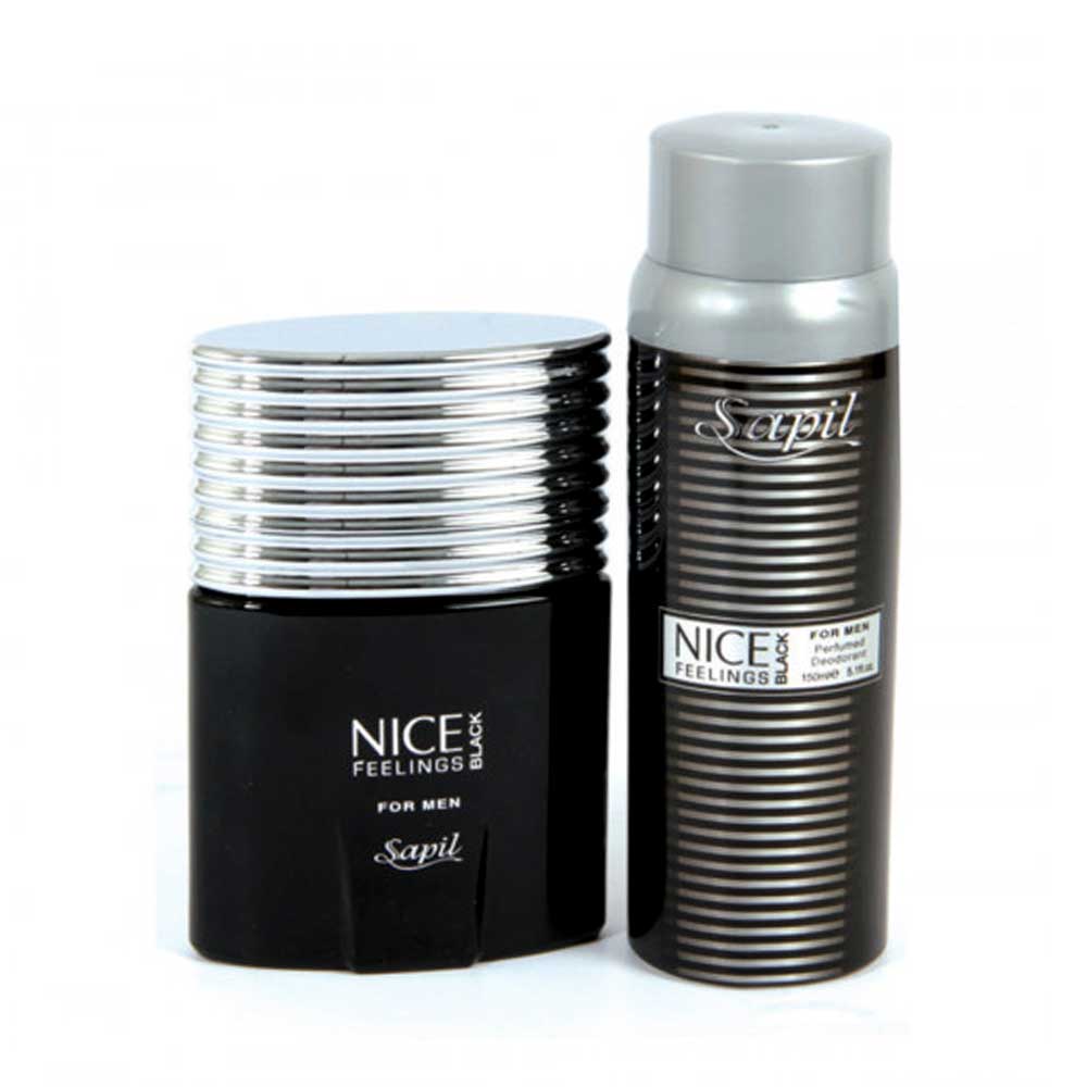 Sapil Nice Feeling Black EDT for Men 75ml + Deodorant Spray 150ml - Fragrance Gift Set