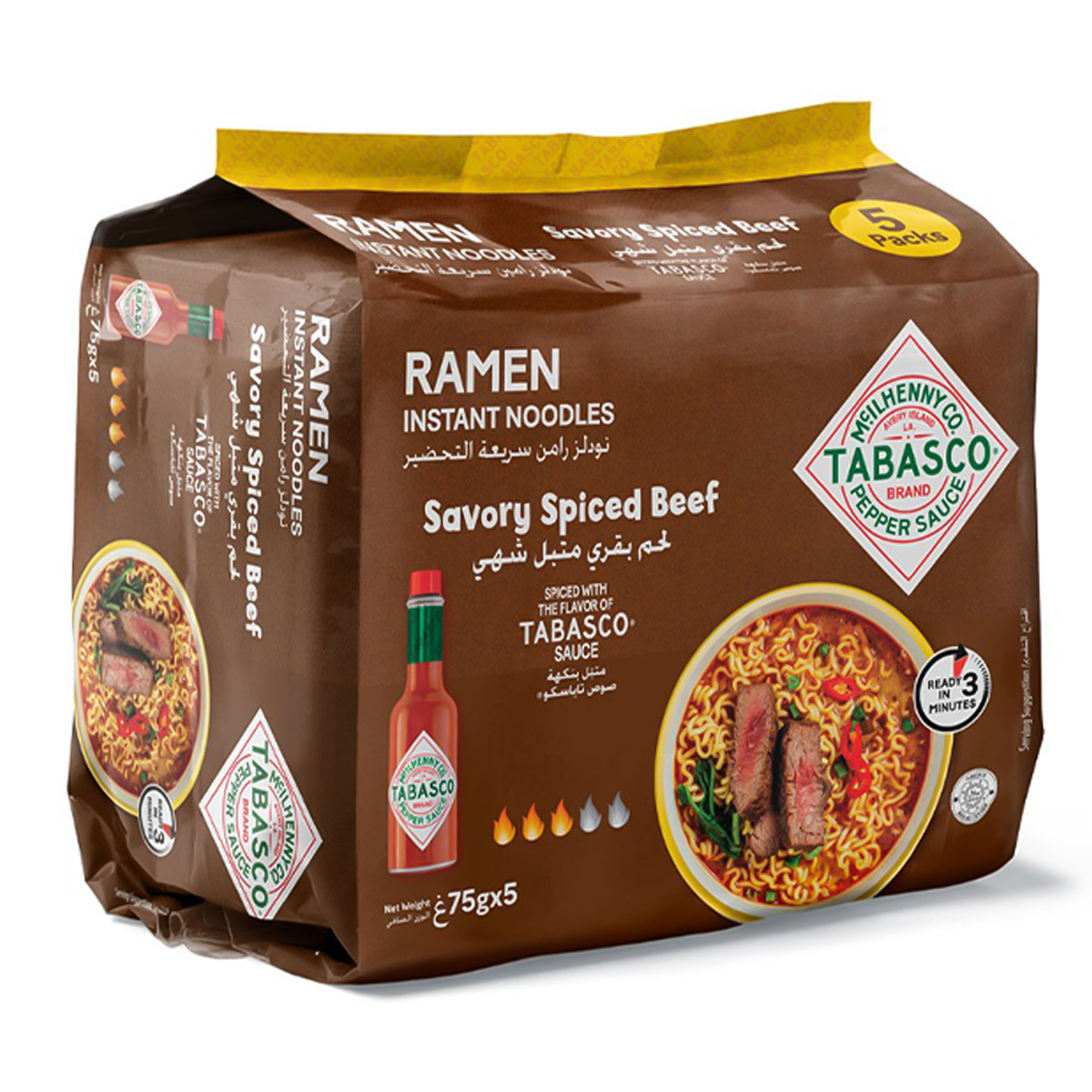 Tabasco Ramen Instant Noodles Savory Spiced Beef 375g