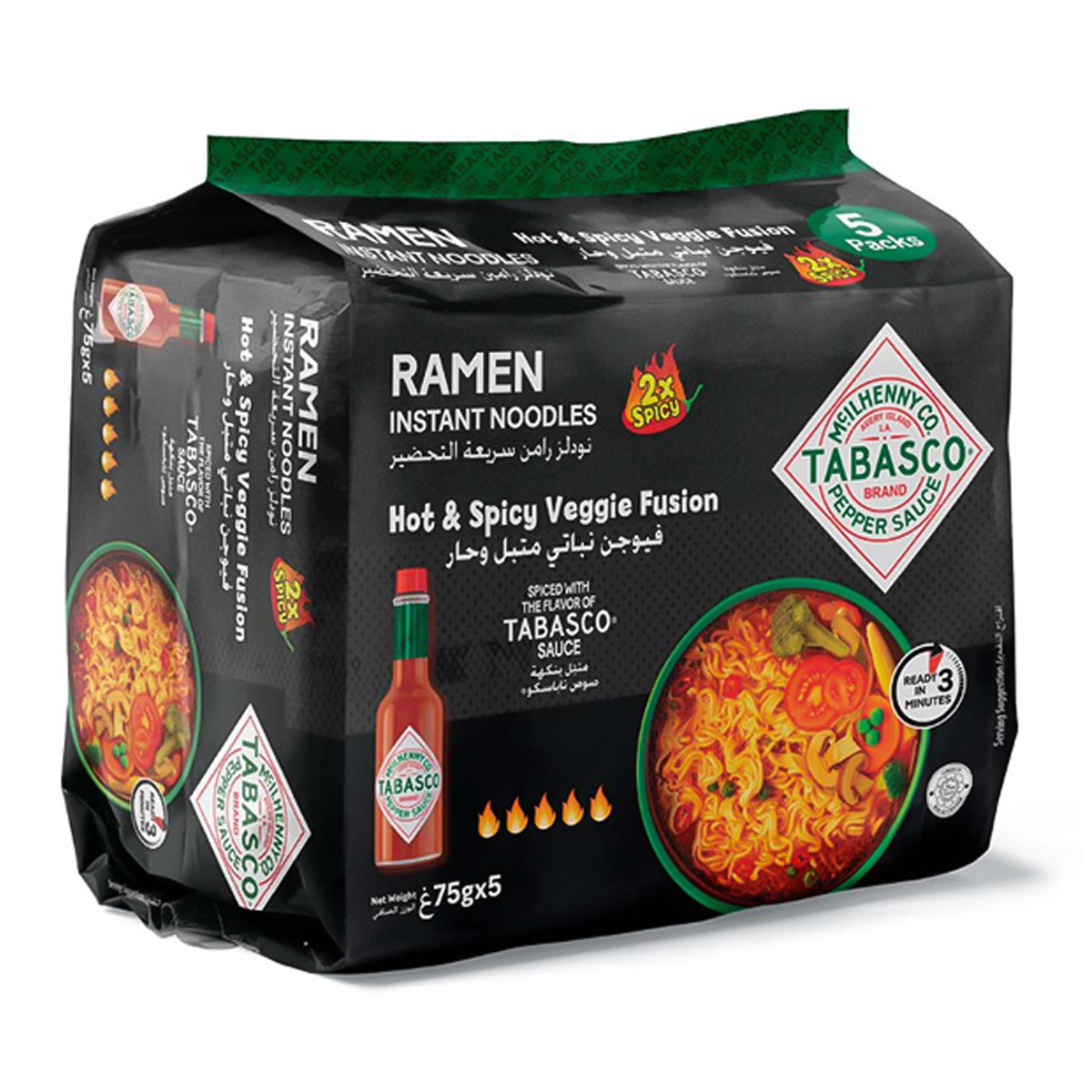 Tabasco Ramen Instant Noodles Hot And Spicy Veggie Fusion 375g