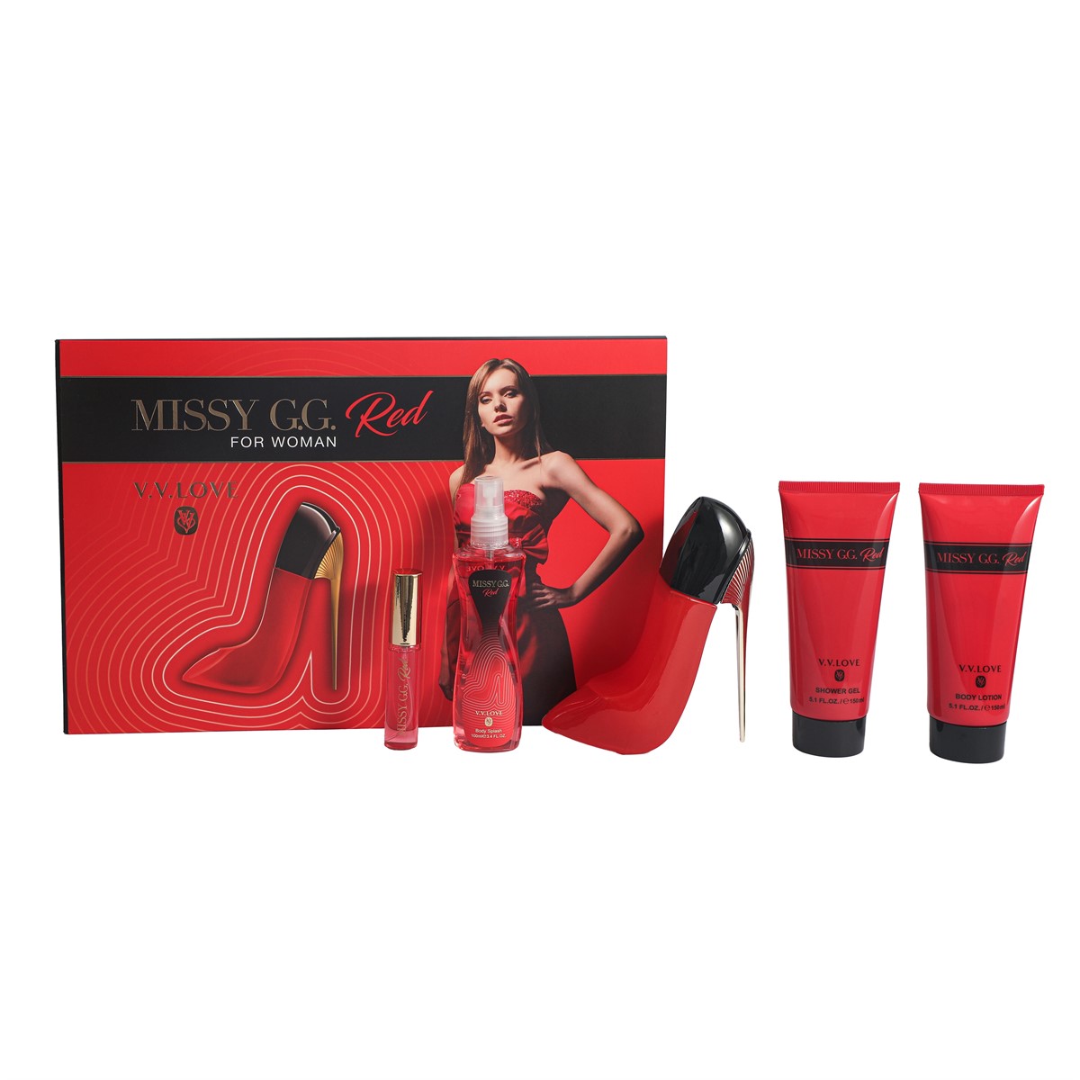 V.V Love Missy G.G Red for Woman Ladies EDP Gift Set