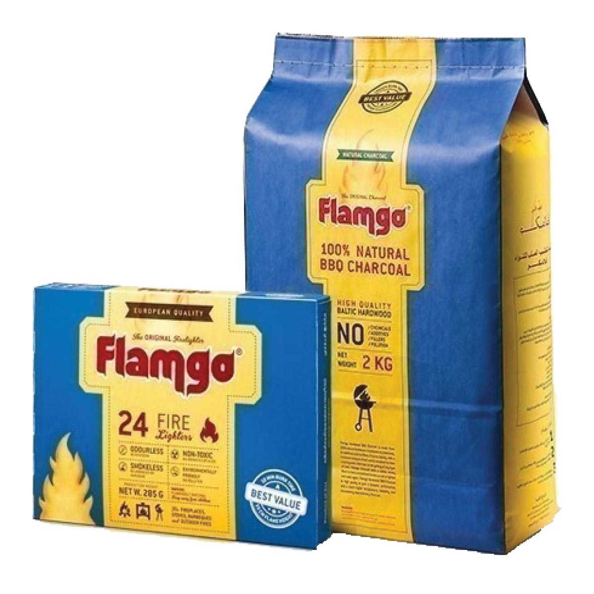 Flamgo Charcoal 2Kg & Lighter Cube 285g