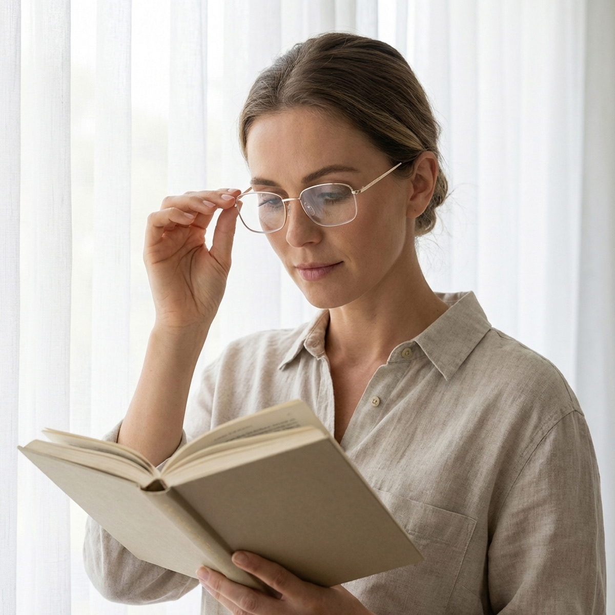 Reading Glasses With Rectangular Frame