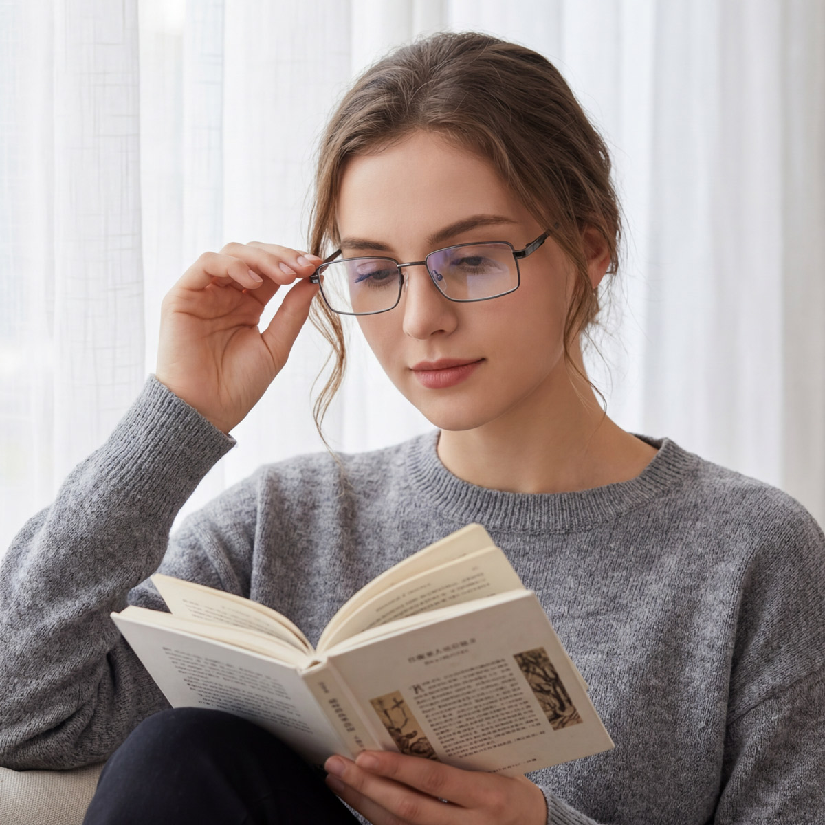 Reading Glasses With Rectangular Frame