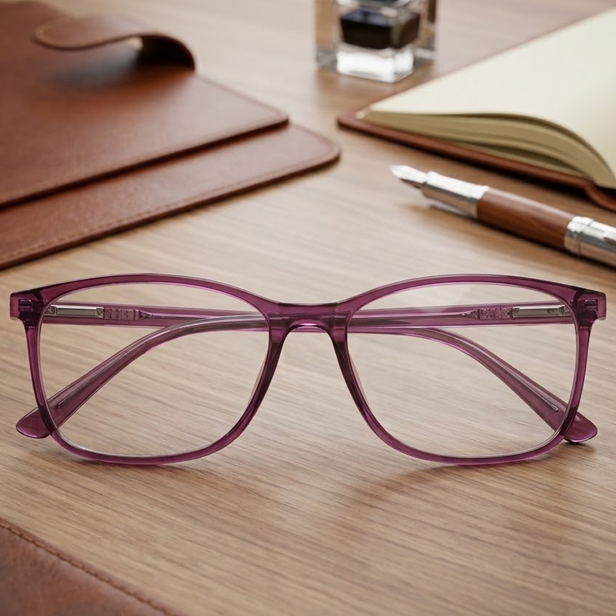 Translucent Purple Rectangular Reading Glasses For Women