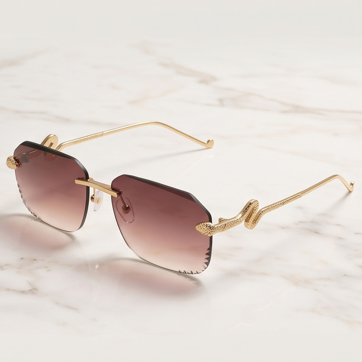 Brow Octagonal Rimless Sunglass For Women