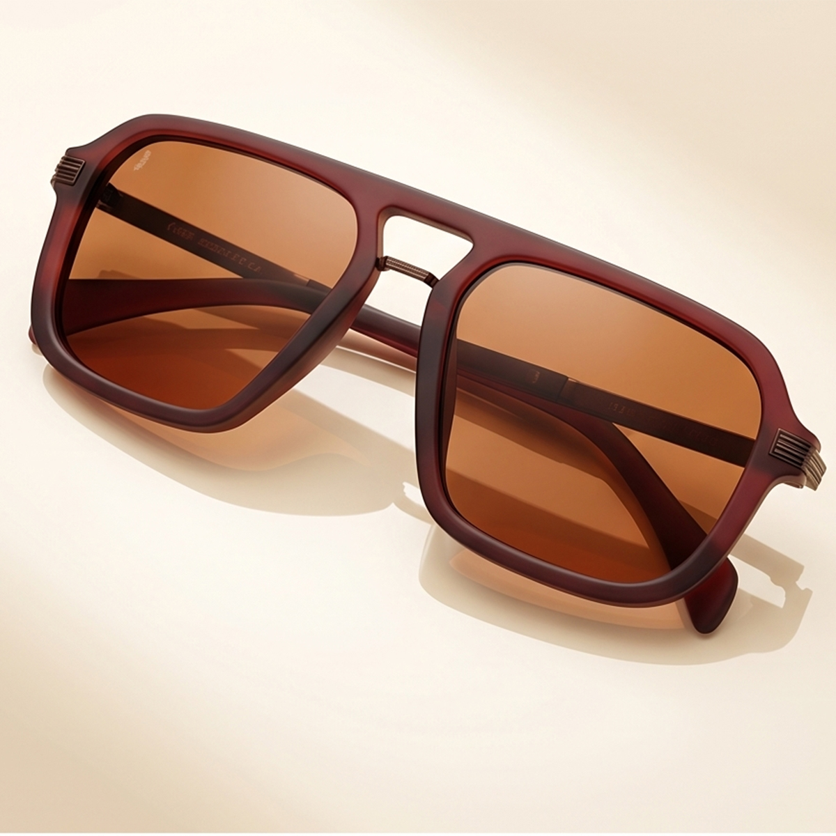 Matte Burgundy Aviator Sunglasses For Men