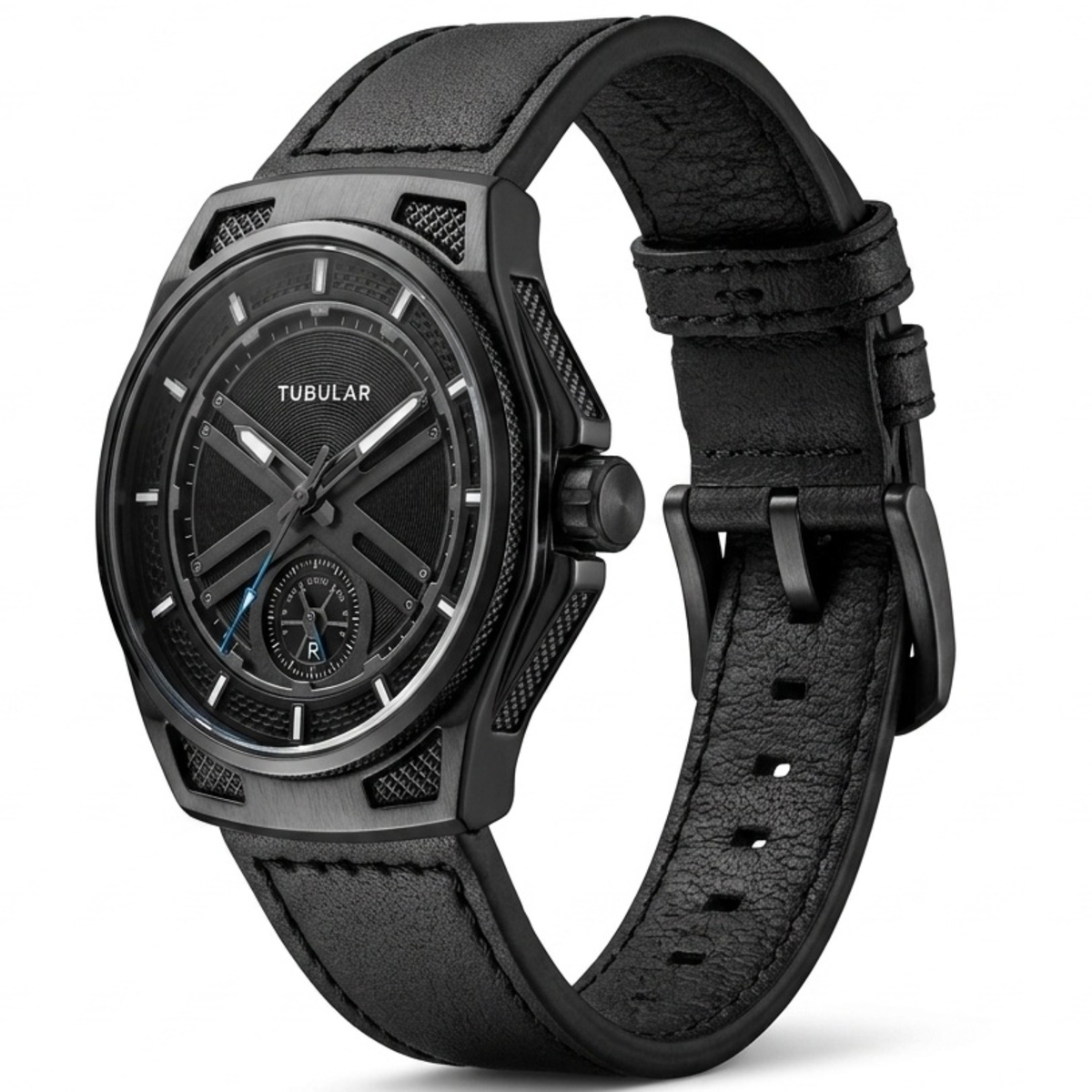 Mens Tubular Leather Watch