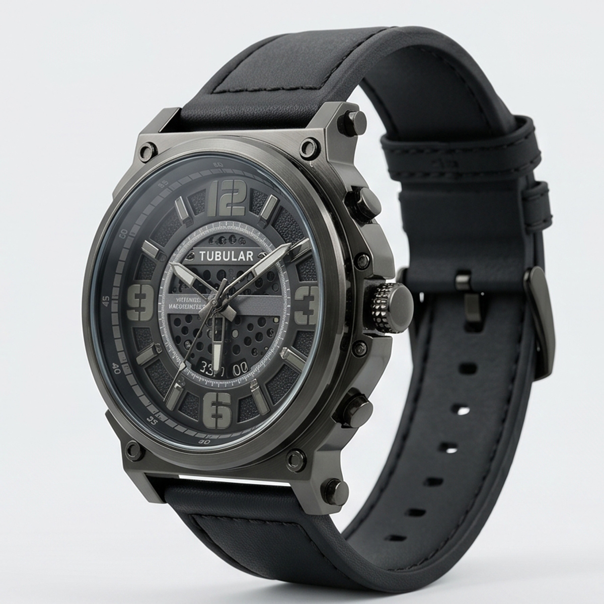 Tubular Mens Leather Watch
