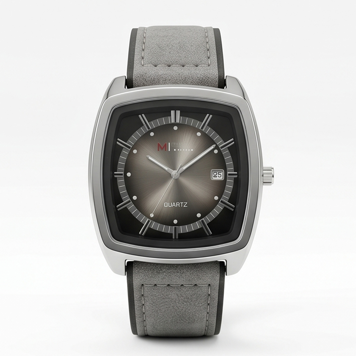 Mens Leather Watch Grey