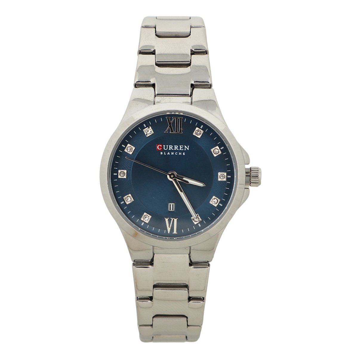 Curren Ladies Metal Quartz Watch Silver Round Blue | السيدات | ساعات نسائية | ساعات نسائية رسمية