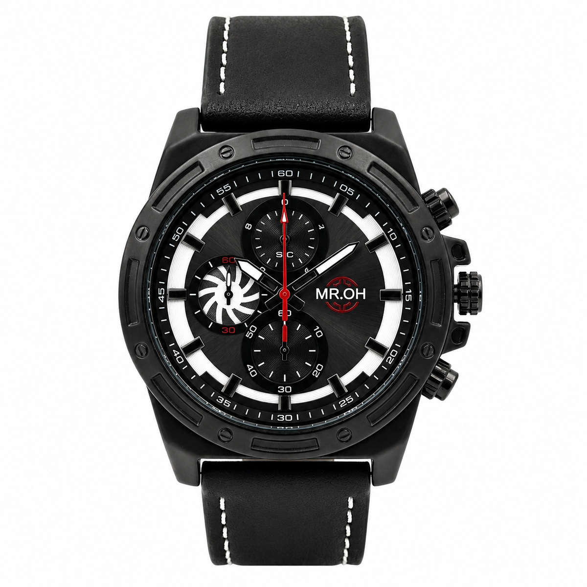 Mr Oh Mens Leather Watch Black