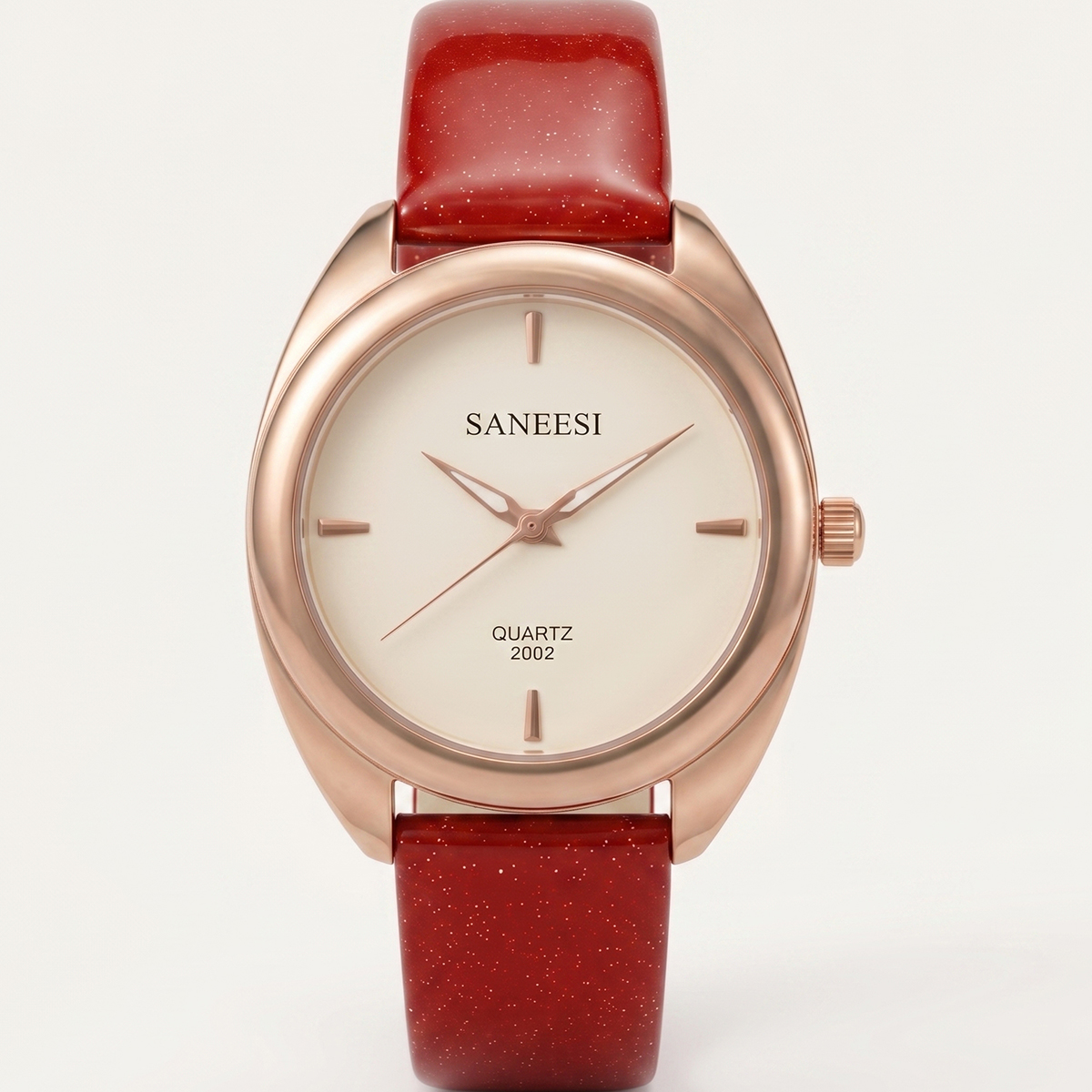 Saneesi Rose Gold Dial Quartz Watch With Leather Strap For Women