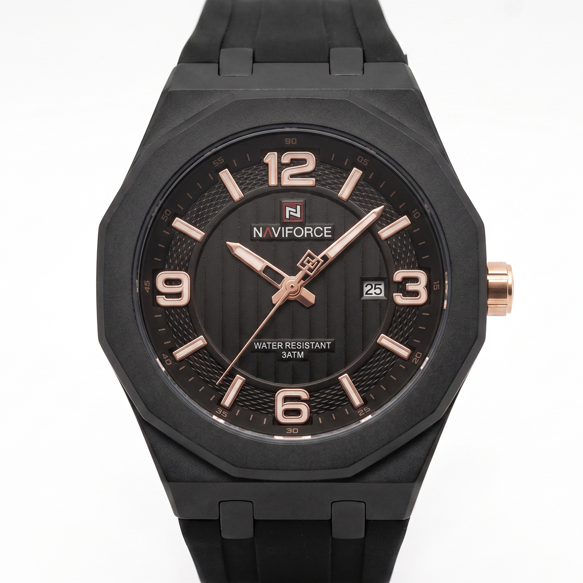 Naviforce Mens Rubber Watch NF8079-B/RG/B