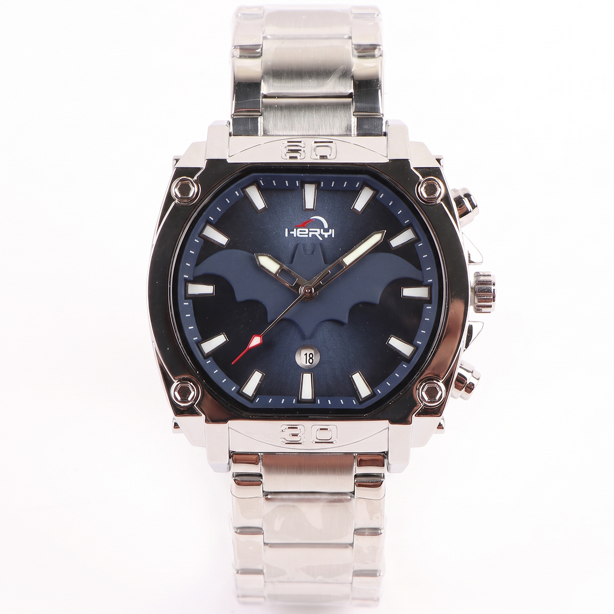 Heryi Men's Dark Blue Dial Silver Metal Watch