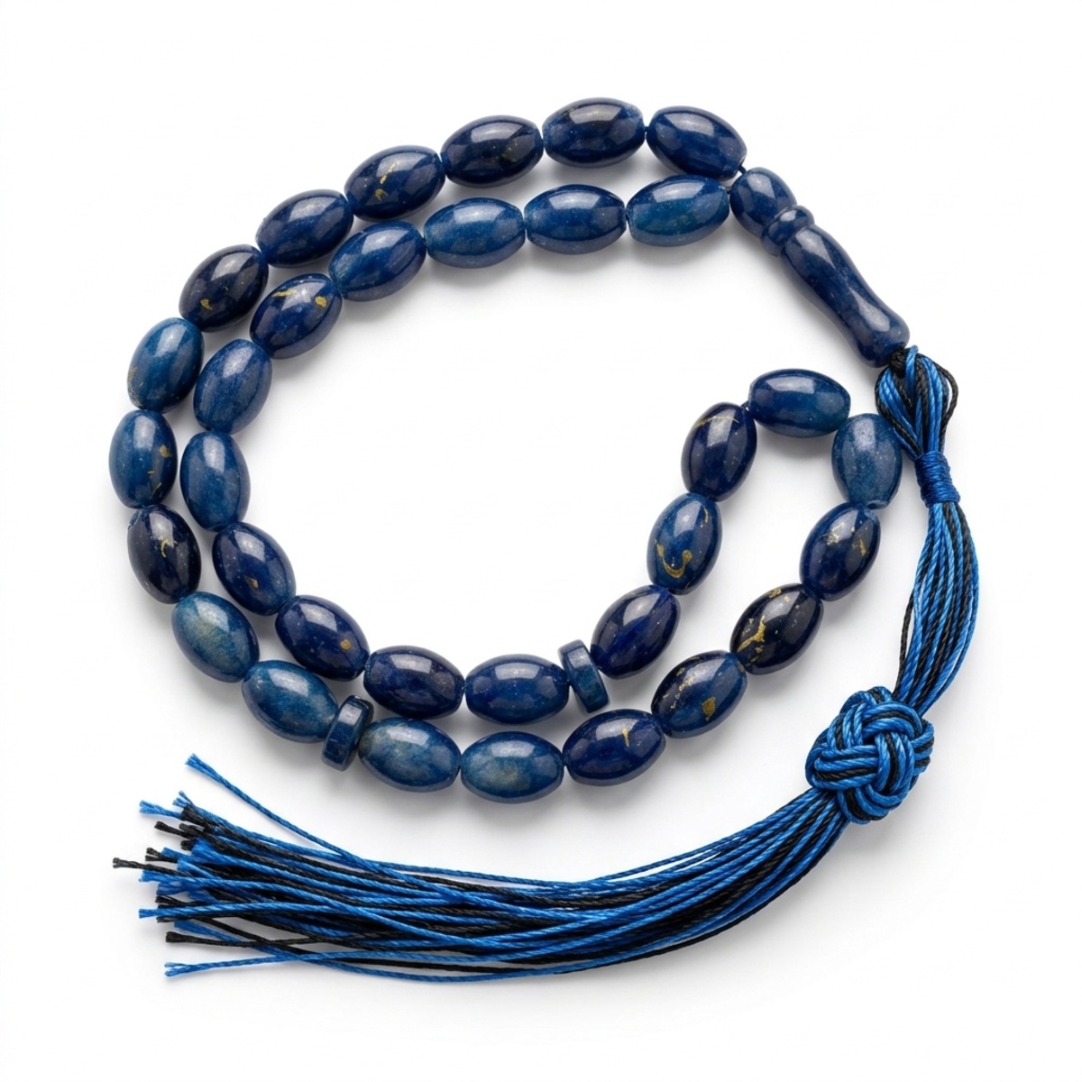 Blue Prayer Beads With Tassel