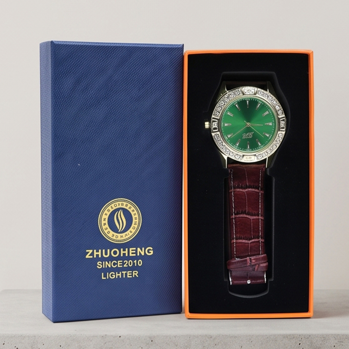 Zhuoheng Green Dial Watch Featured With Electric Lighter
