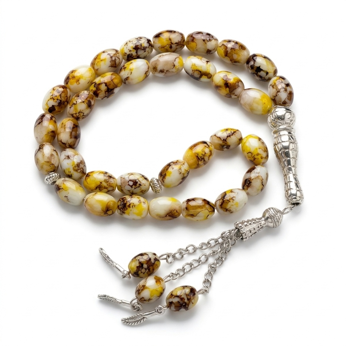 Yellow & Brown Prayer Beads