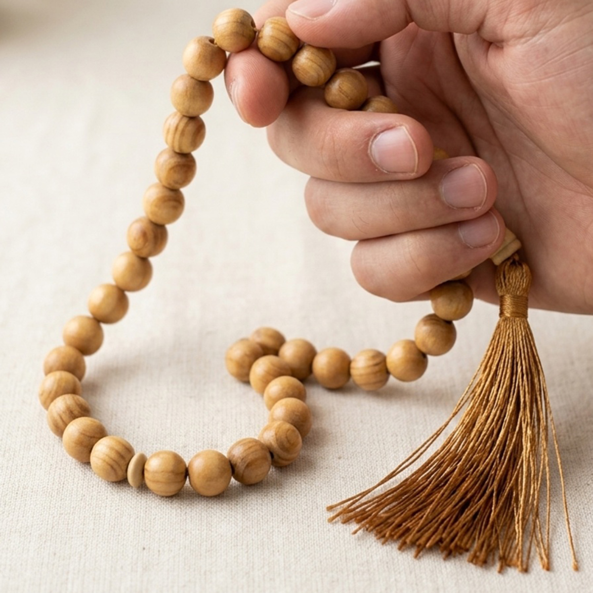 Wooden Prayer Beads With Tassel