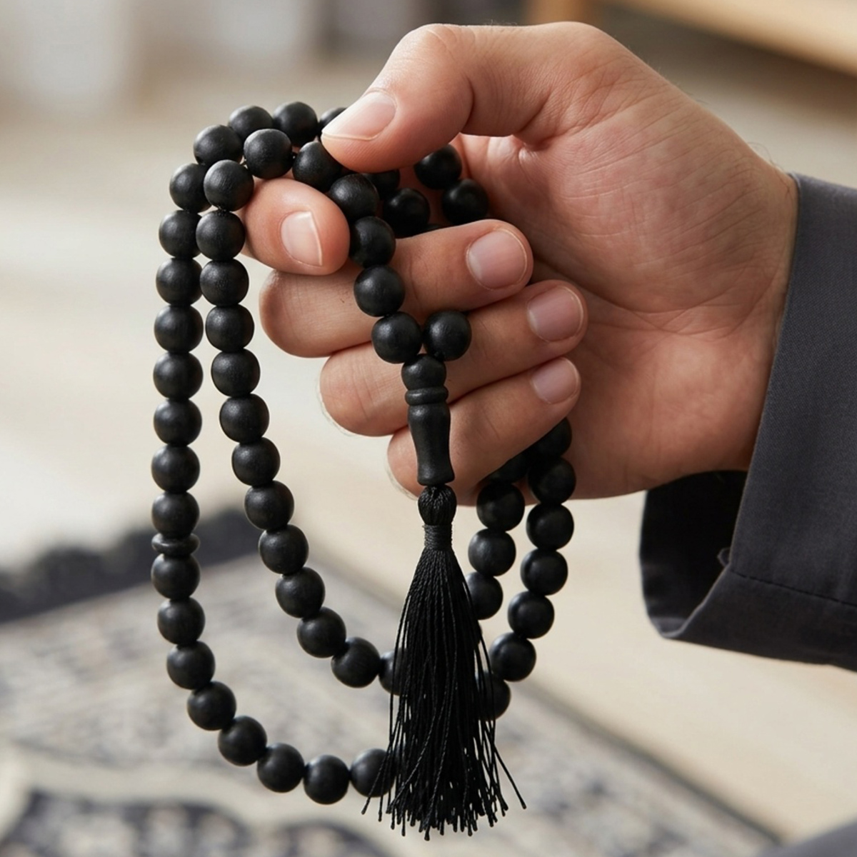 Black Prayer Beads With Tassel