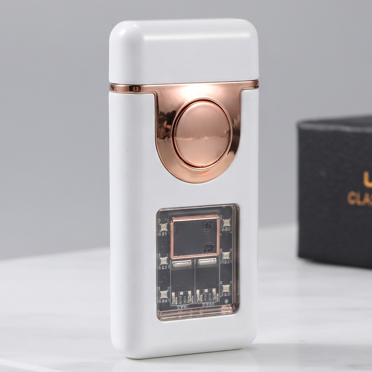 White & Rose Gold Body Electric & Gas Lighter