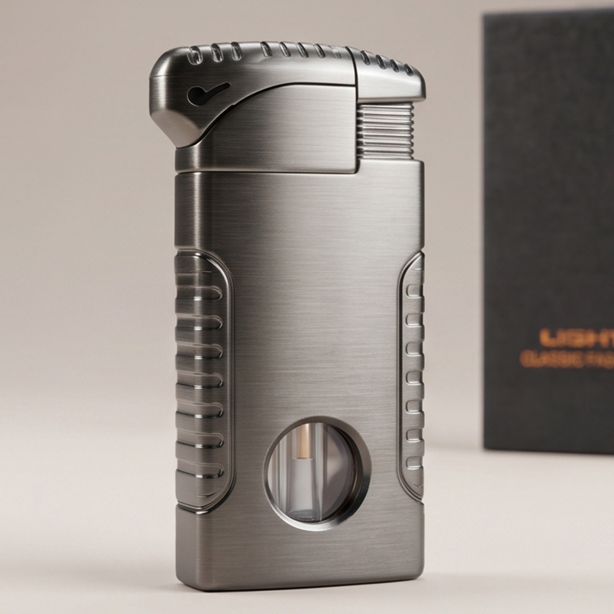 Brushed Gunmetal Body Gas Lighter