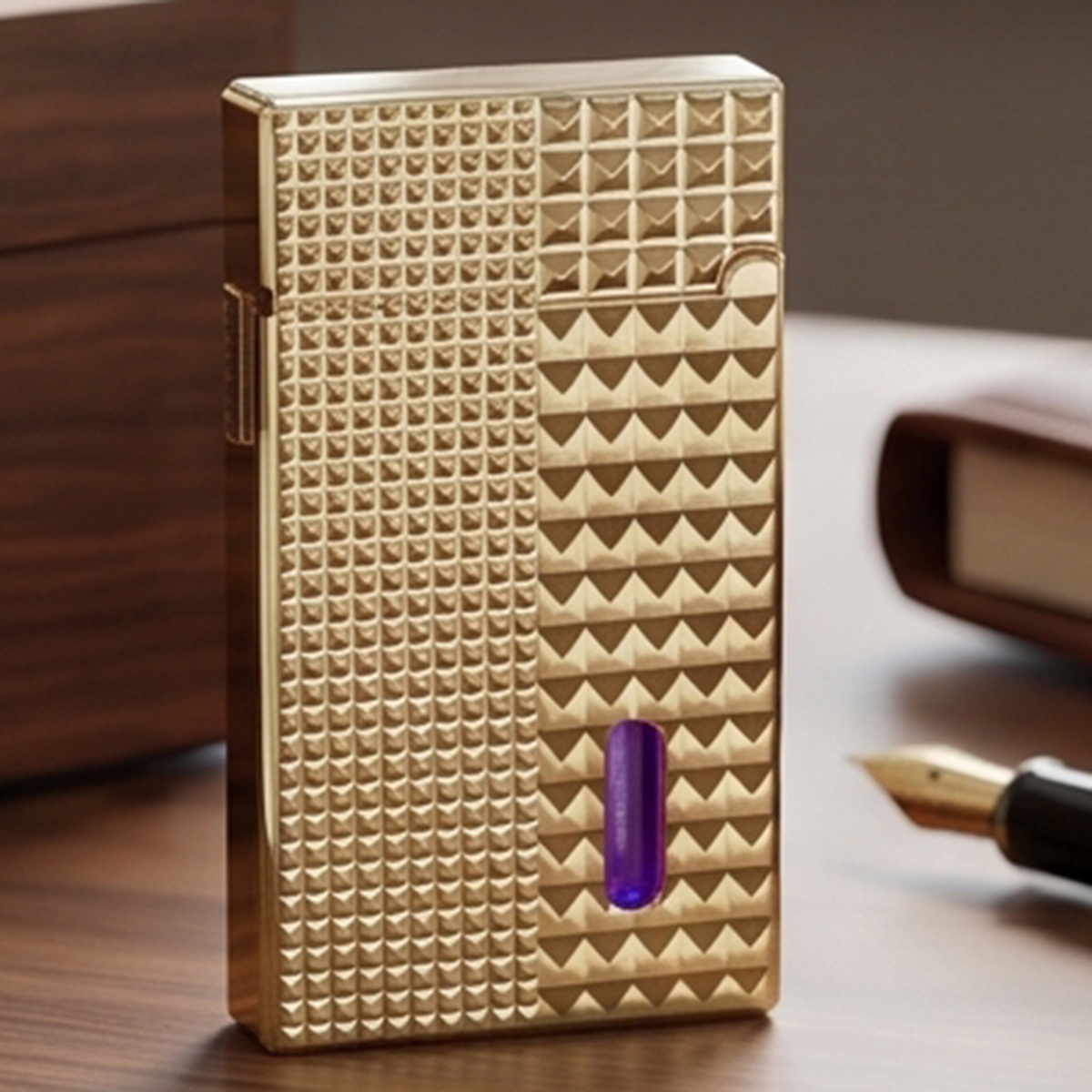 Golden Geometric Body Electric & Gas Lighter