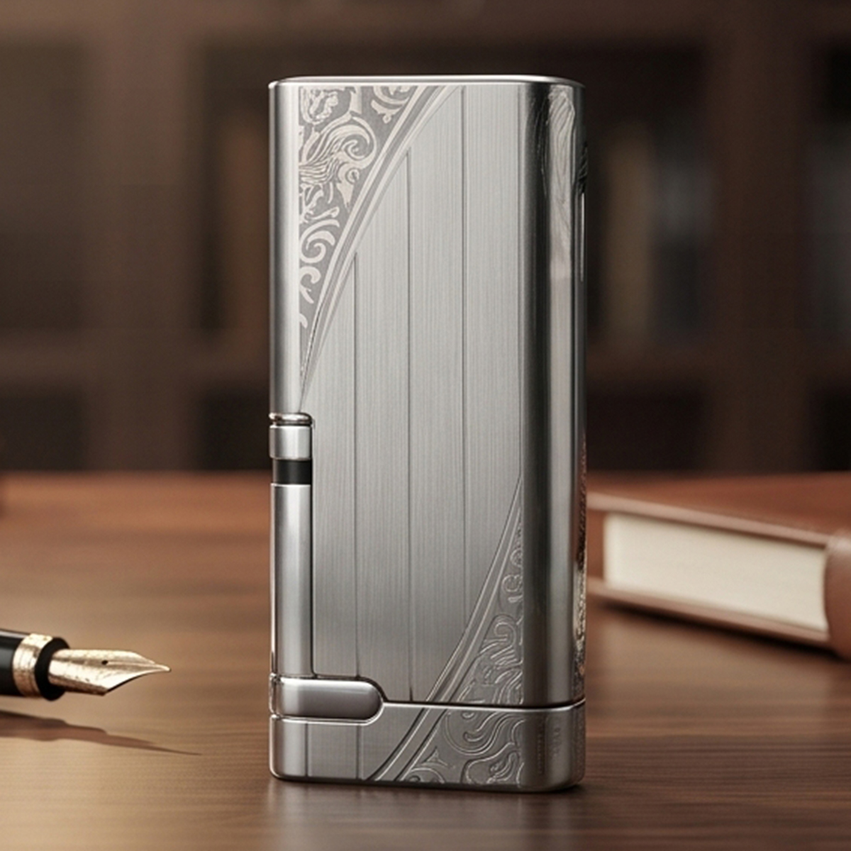 Silk Brushed Metallic Body Gas Lighter