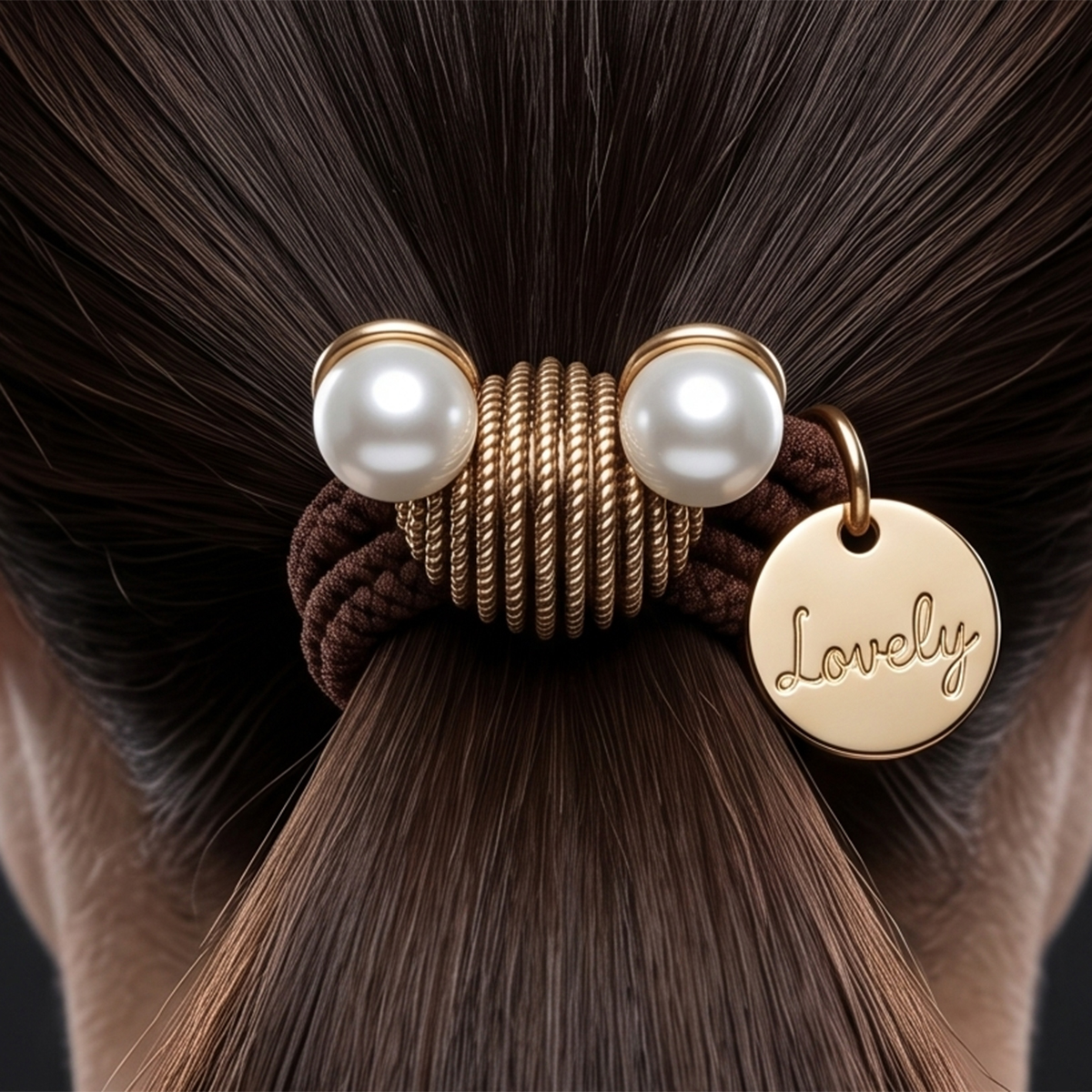 Lovely Hair Tie With Pearl And Golden Charm