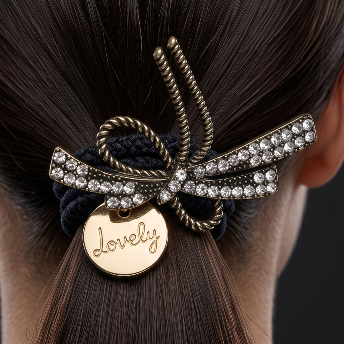 Lovely Hair Tie With Rhinestone Bow