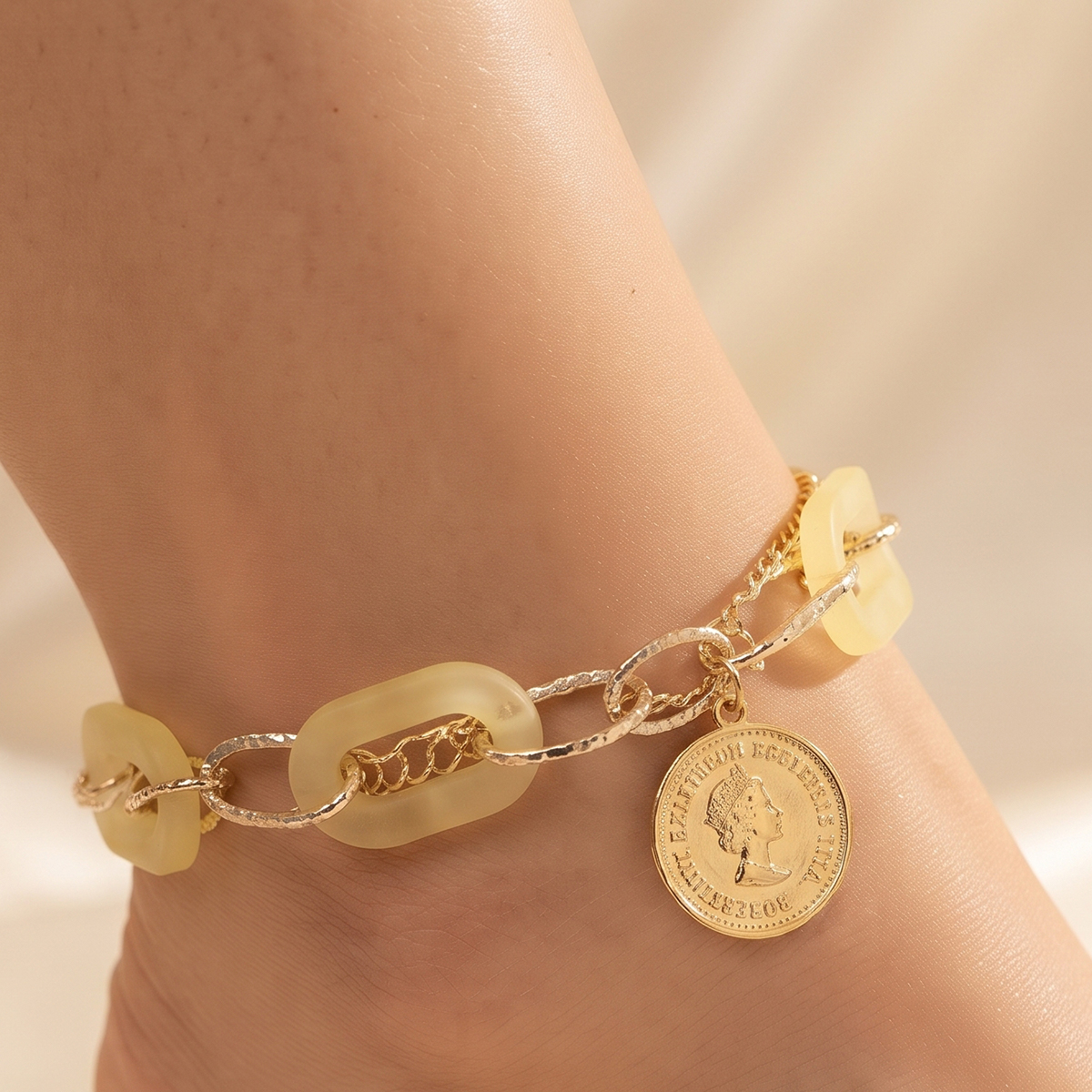 Ladies Anklet with Coin Charm