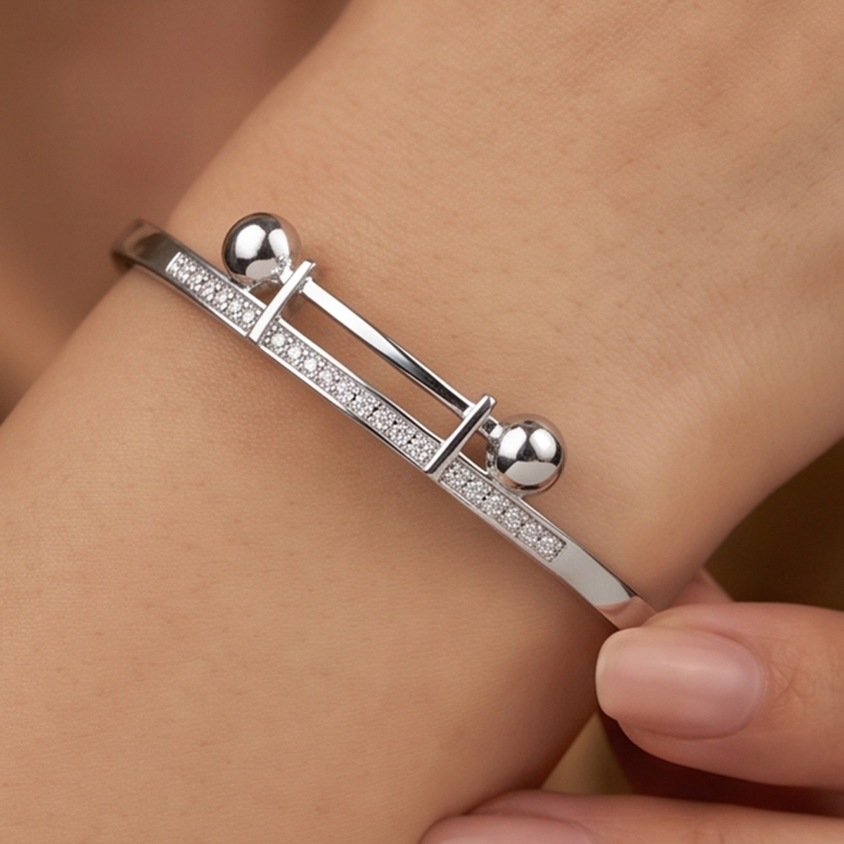 Geometric Silver Bangle