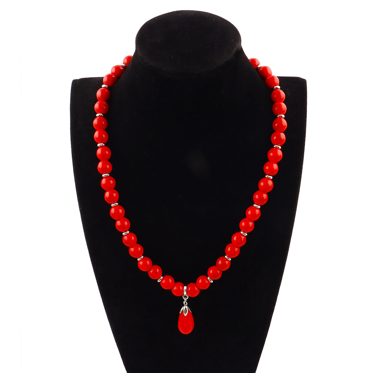 Ladies Stone Necklace Red