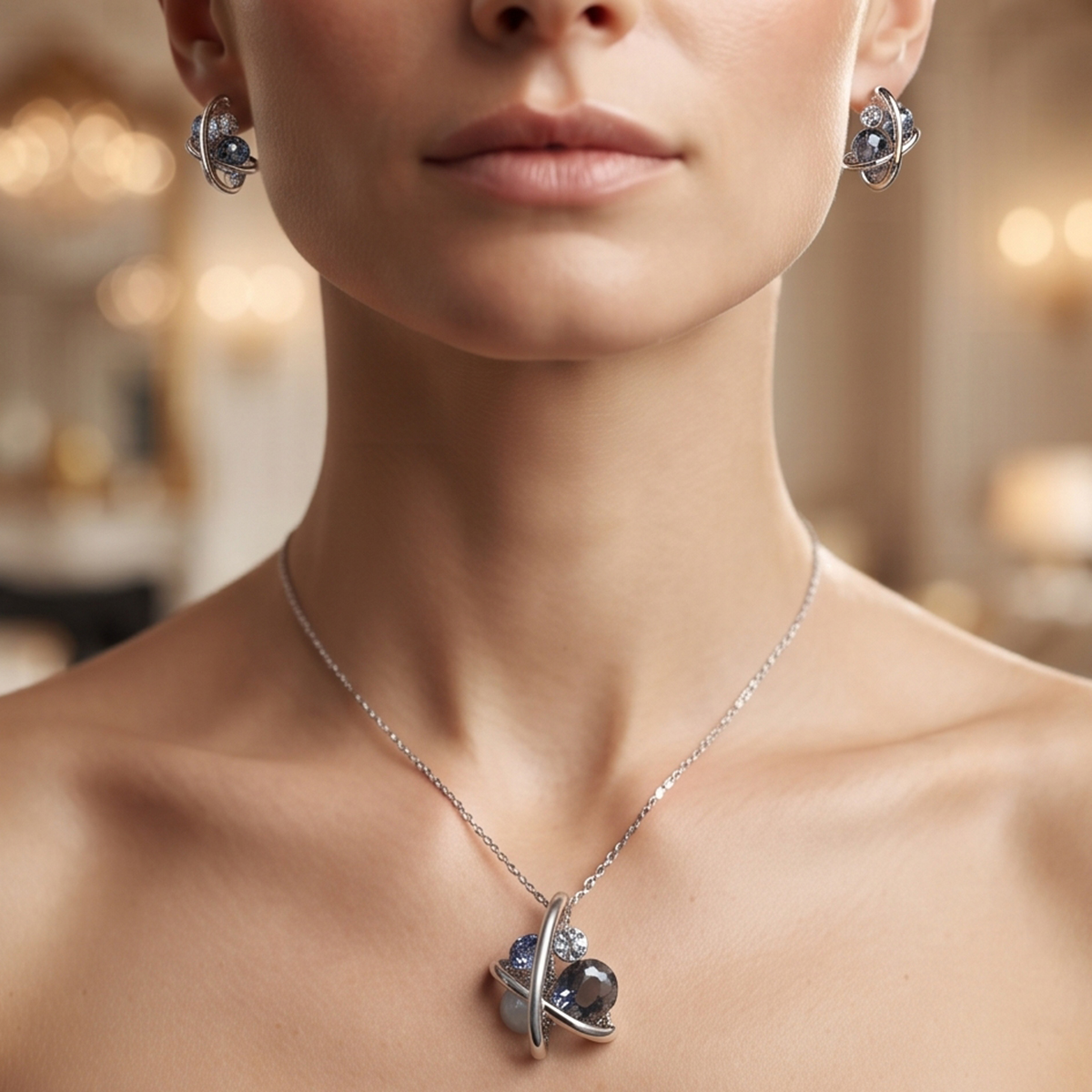 Elegant Chain Necklace and Earrings Set For Women
