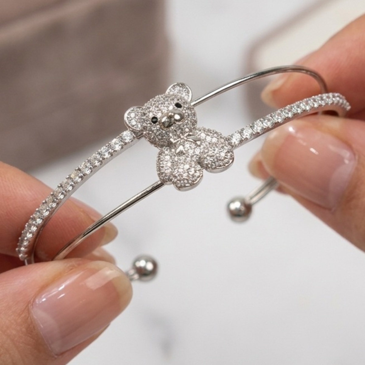 Crystal Teddy Bear Ladies Bangle