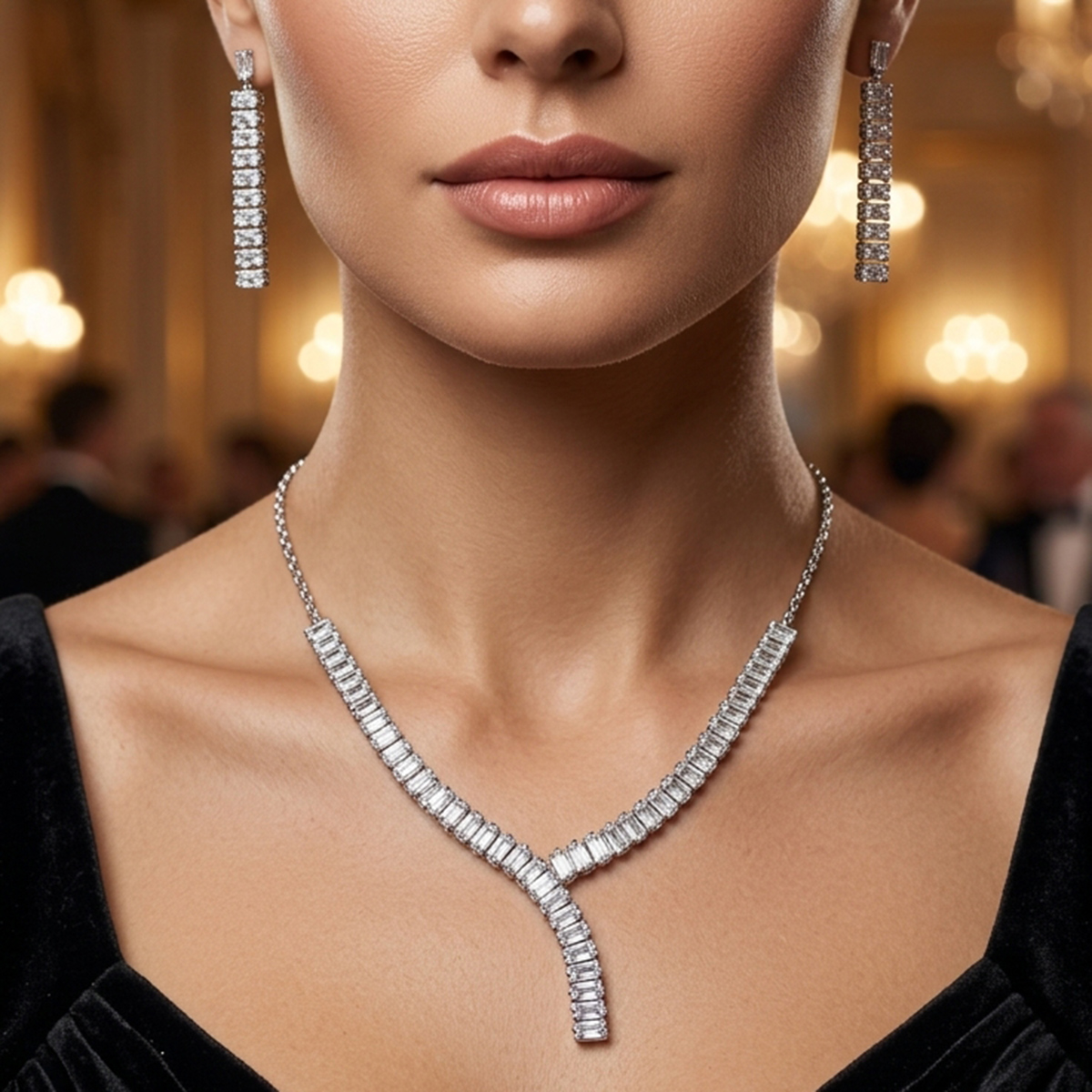 Chain Necklace Elegant Silver Crystal | Women | Jewellery