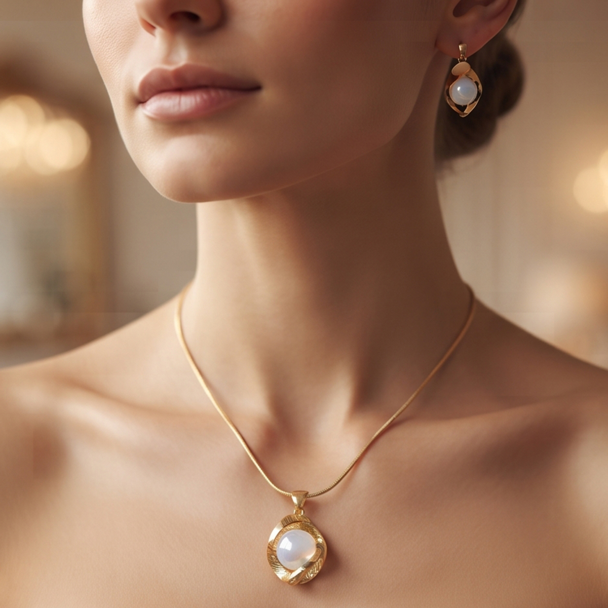 Golden Chain Necklace and Earring Set