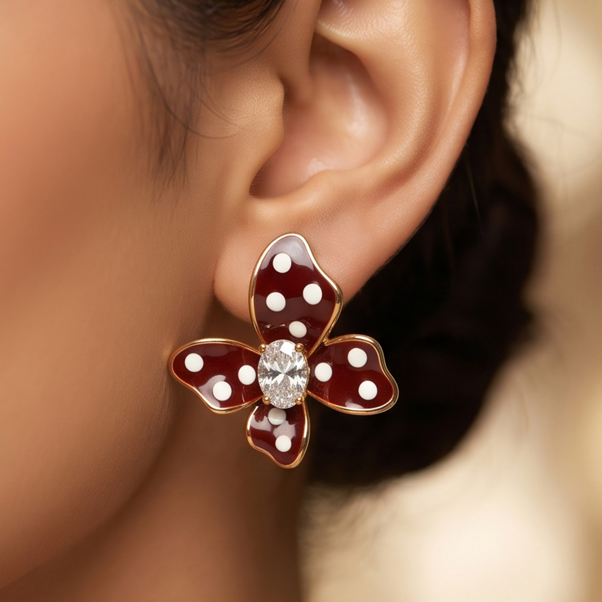 Polka Dot Flower Earrings