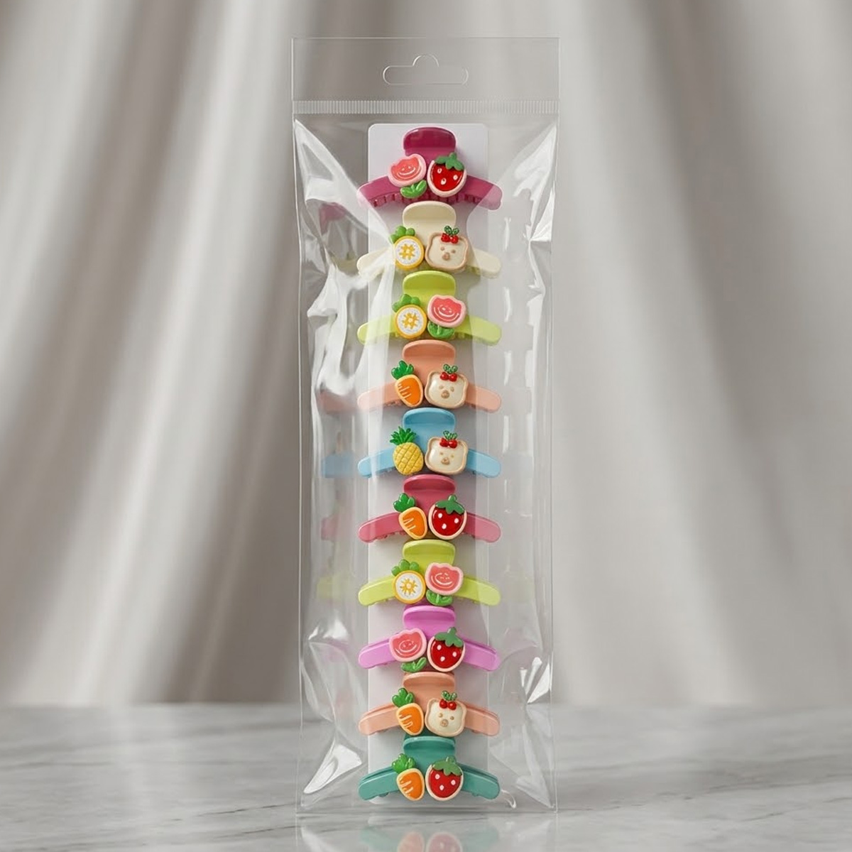 Fruits Themed Kids Jaw Hari Clip 1 x 10 Pieces