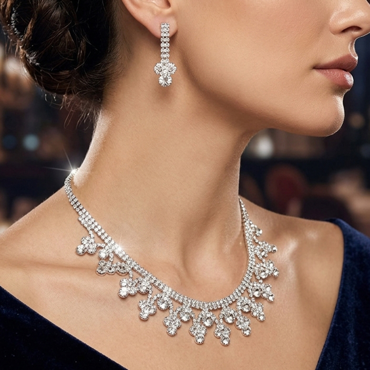 Women Crystal Necklace Set