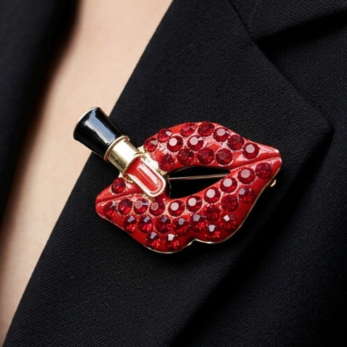 Lipstick Brooch Red