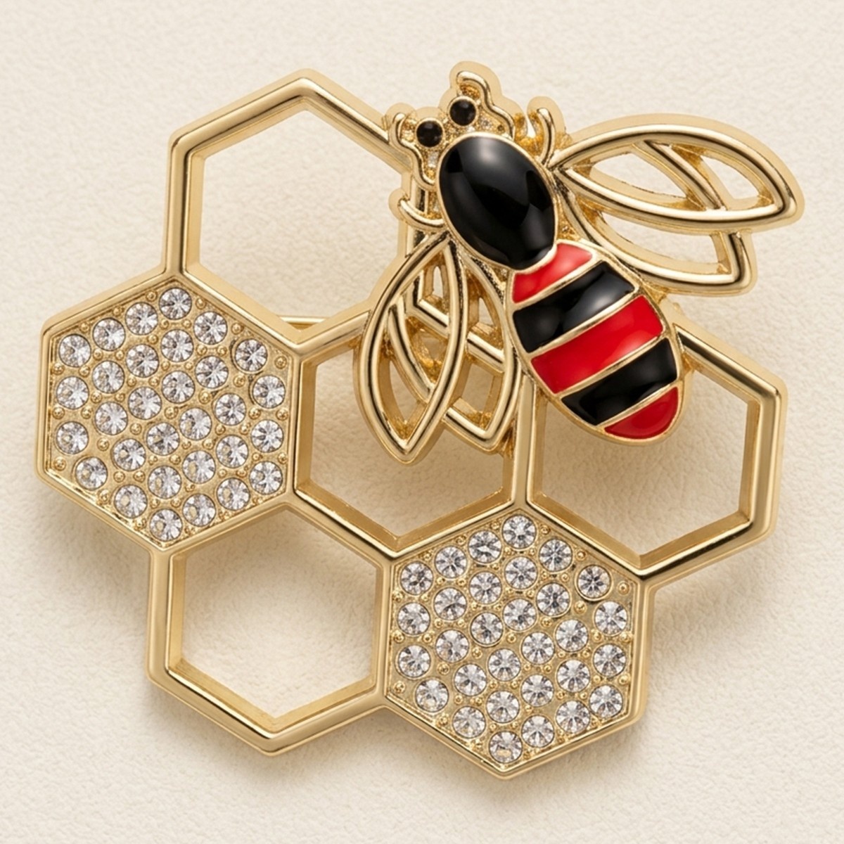 Bee and Honeycomb Brooch