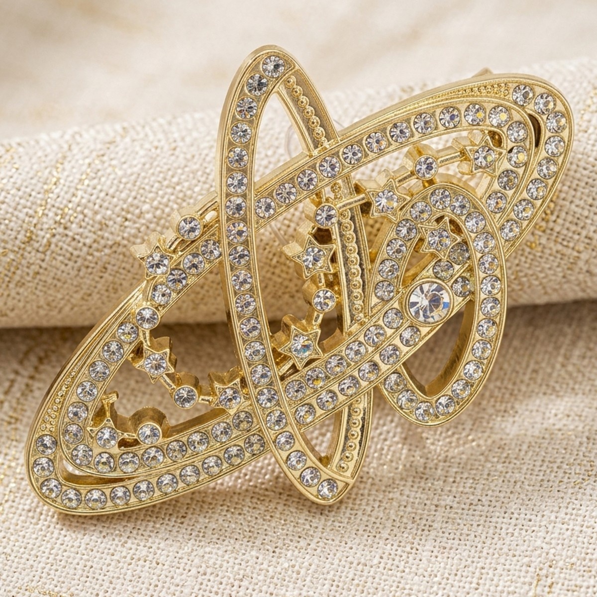 Golden Tone Crystal Brooch