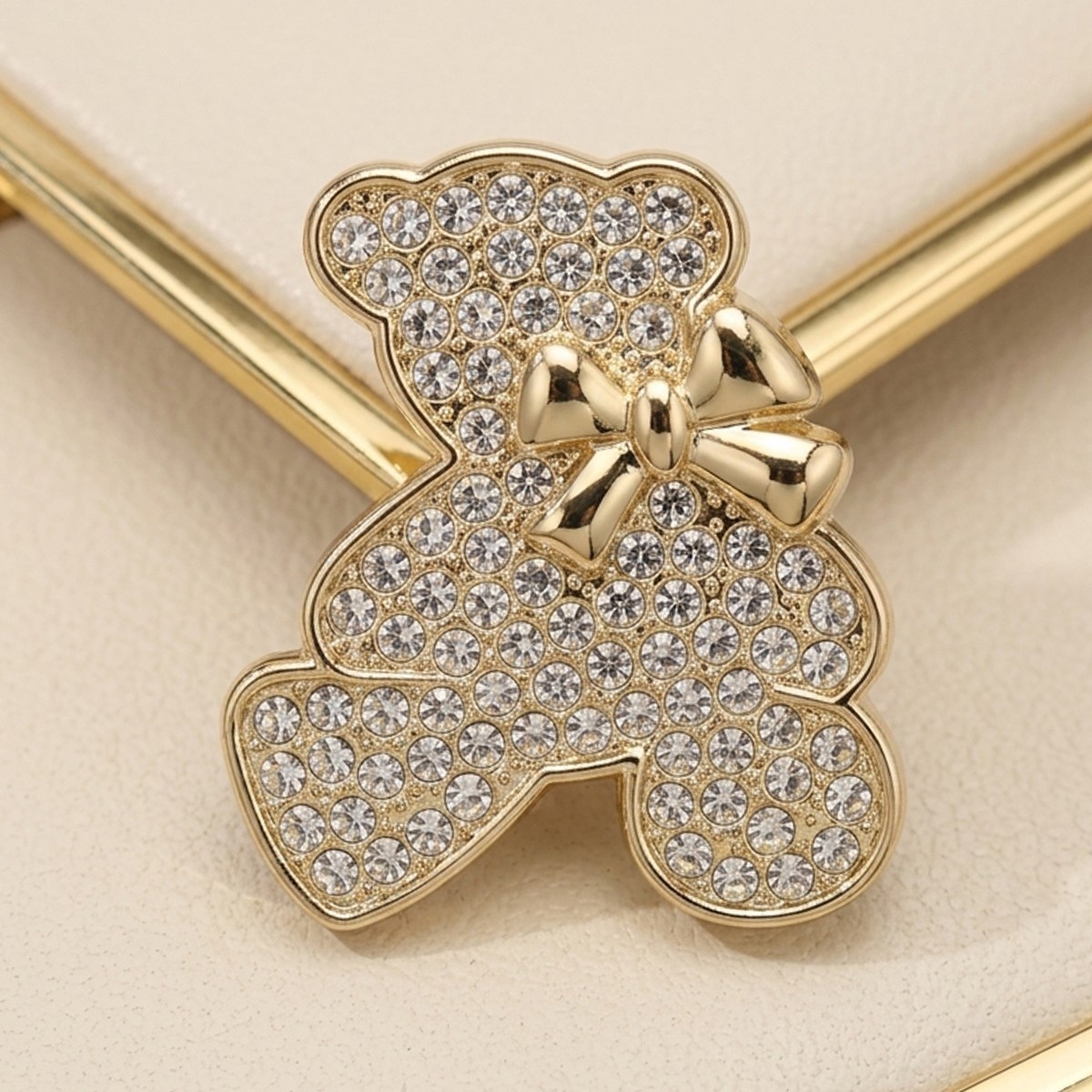 Teddy Bear Brooch with Rhinestones