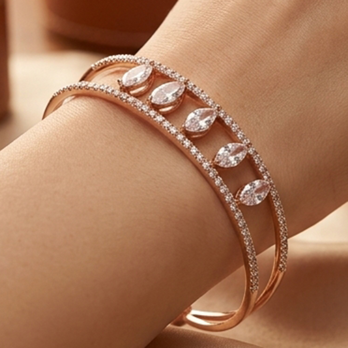 Elegant Rose Golden Ladies Bangles