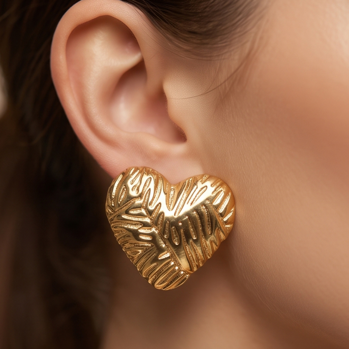 Textured Heart Earrings