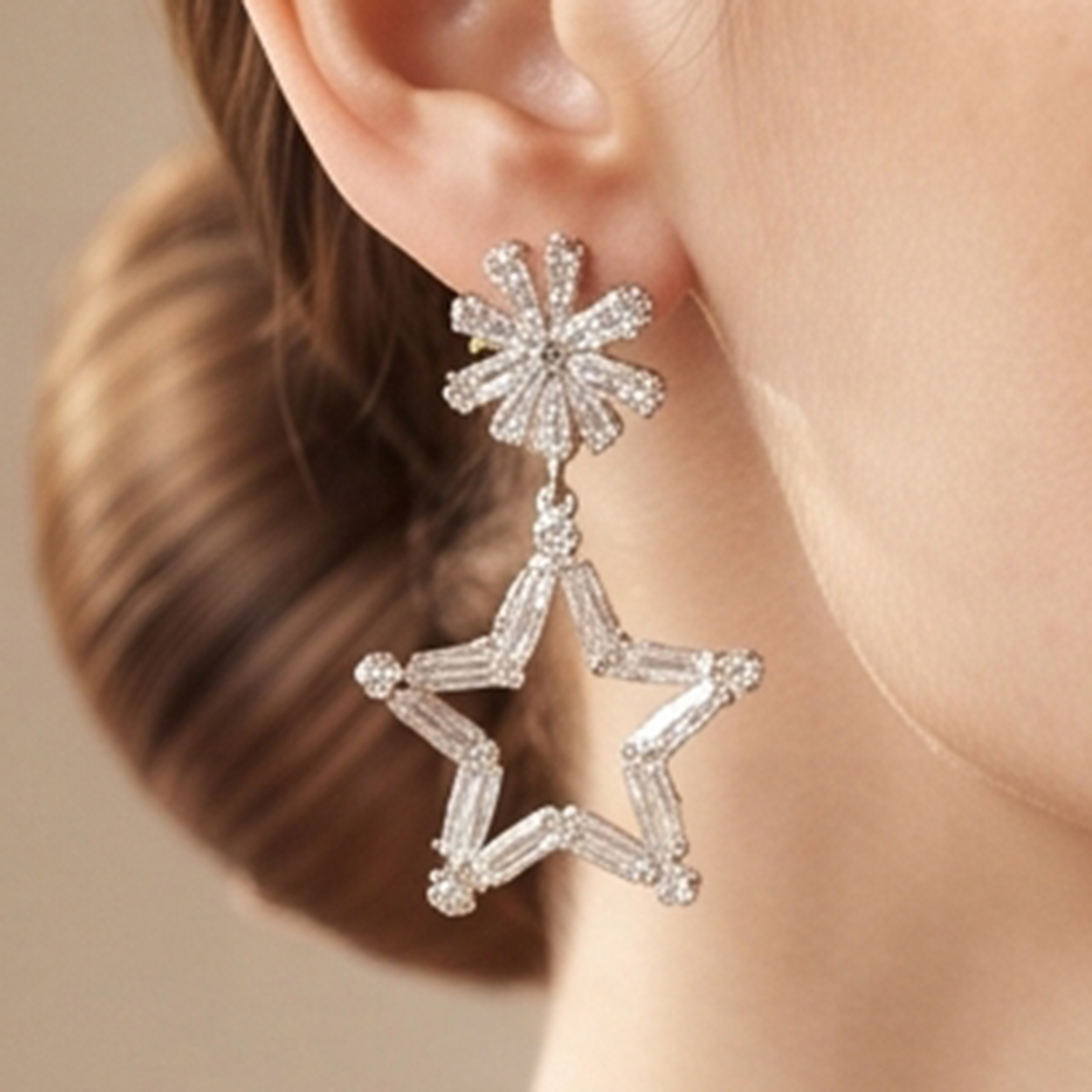 Star Shaped Dangle Earrings For Women