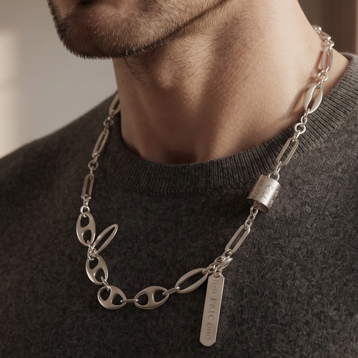 F&C Men's Silver Necklace